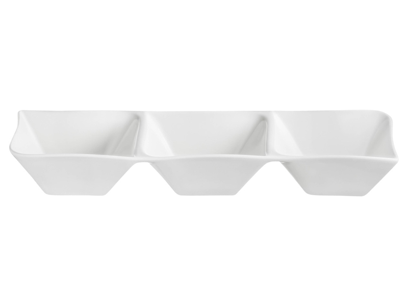 Salaterka potrójna Fala porcelanowa 570 ml biała