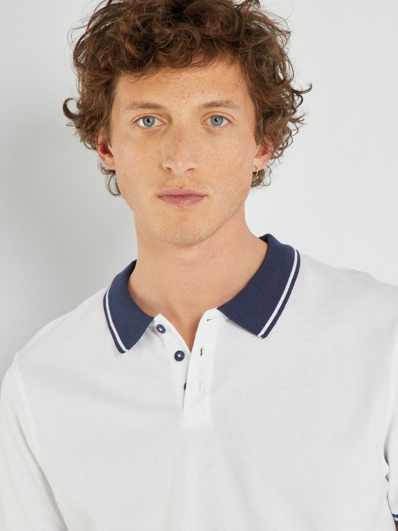 Camisa polo de algodão piqué - Branca