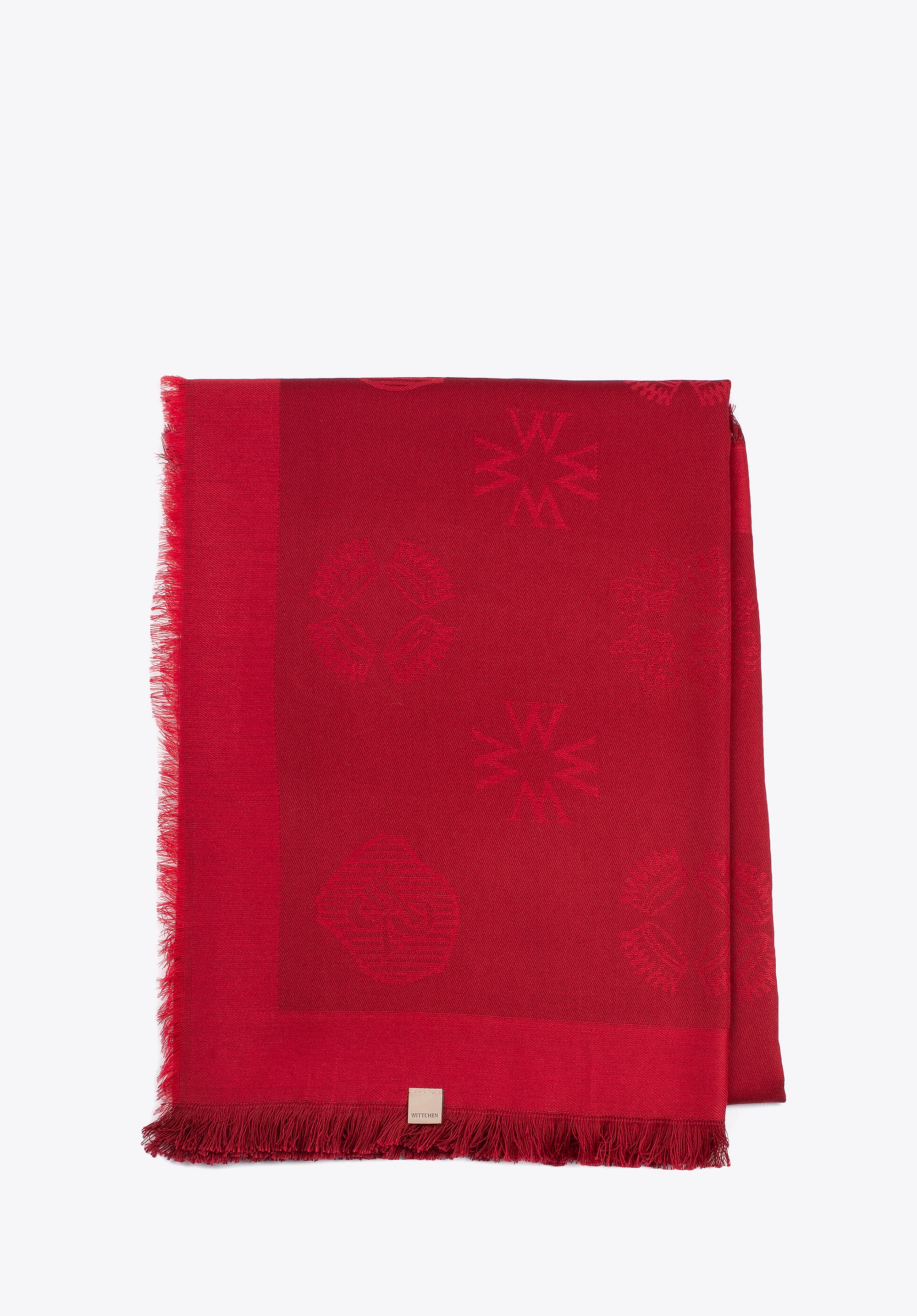 Damska chusta z bambusem tkana w monogram czerwona
