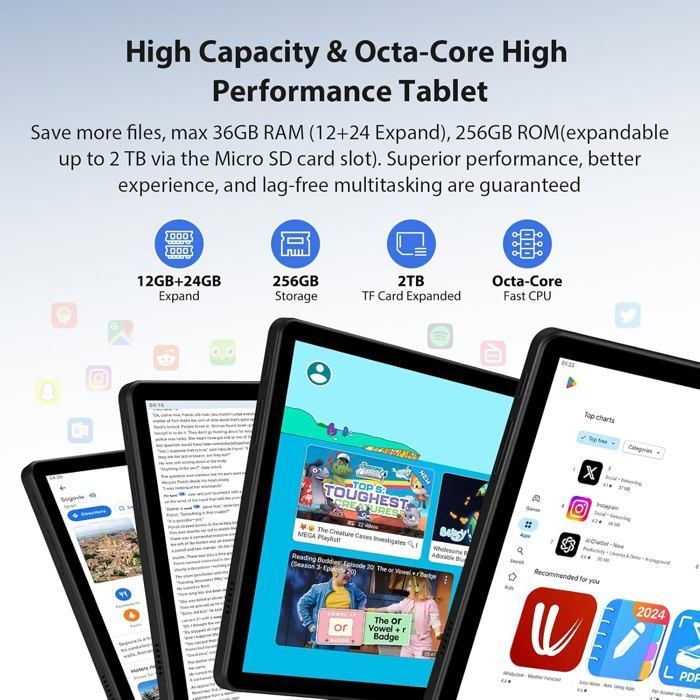 Tablet de 10,6 pulgadas - ETHNICS ORIGINS - TIGERFU - Android 14 - 36 GB de RAM - 256 GB de almacenamiento - 4G LTE
