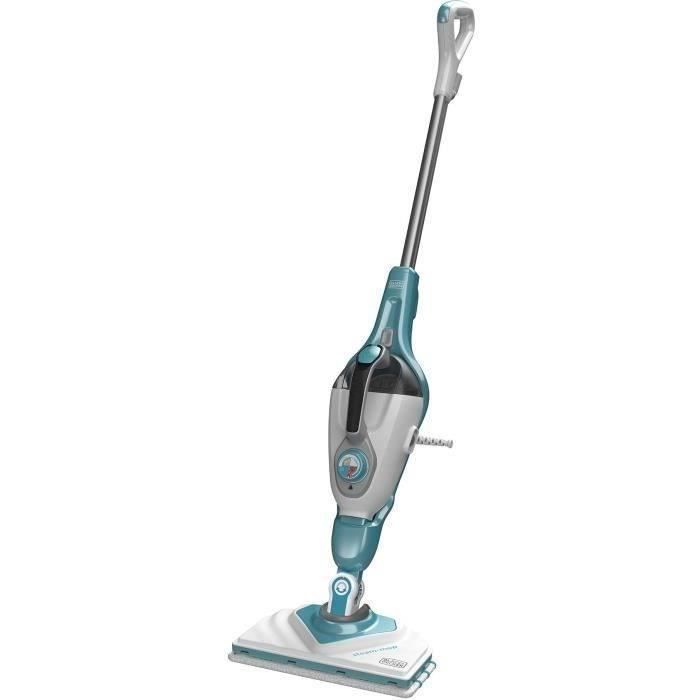 BLACK & DECKER - Corded Steam Mop - 11 in 1 - 1600 W - 500ml Tank (lasts 20 min) - SteamMitt - White/Turquoise - BHSM166DSM