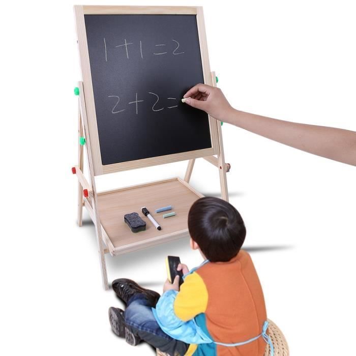 Tablero de dibujo HOP 2 en 1 en blanco y negro, caballete de dibujo de madera de doble cara, tablero de dibujo para niños de 3 a 7 años.