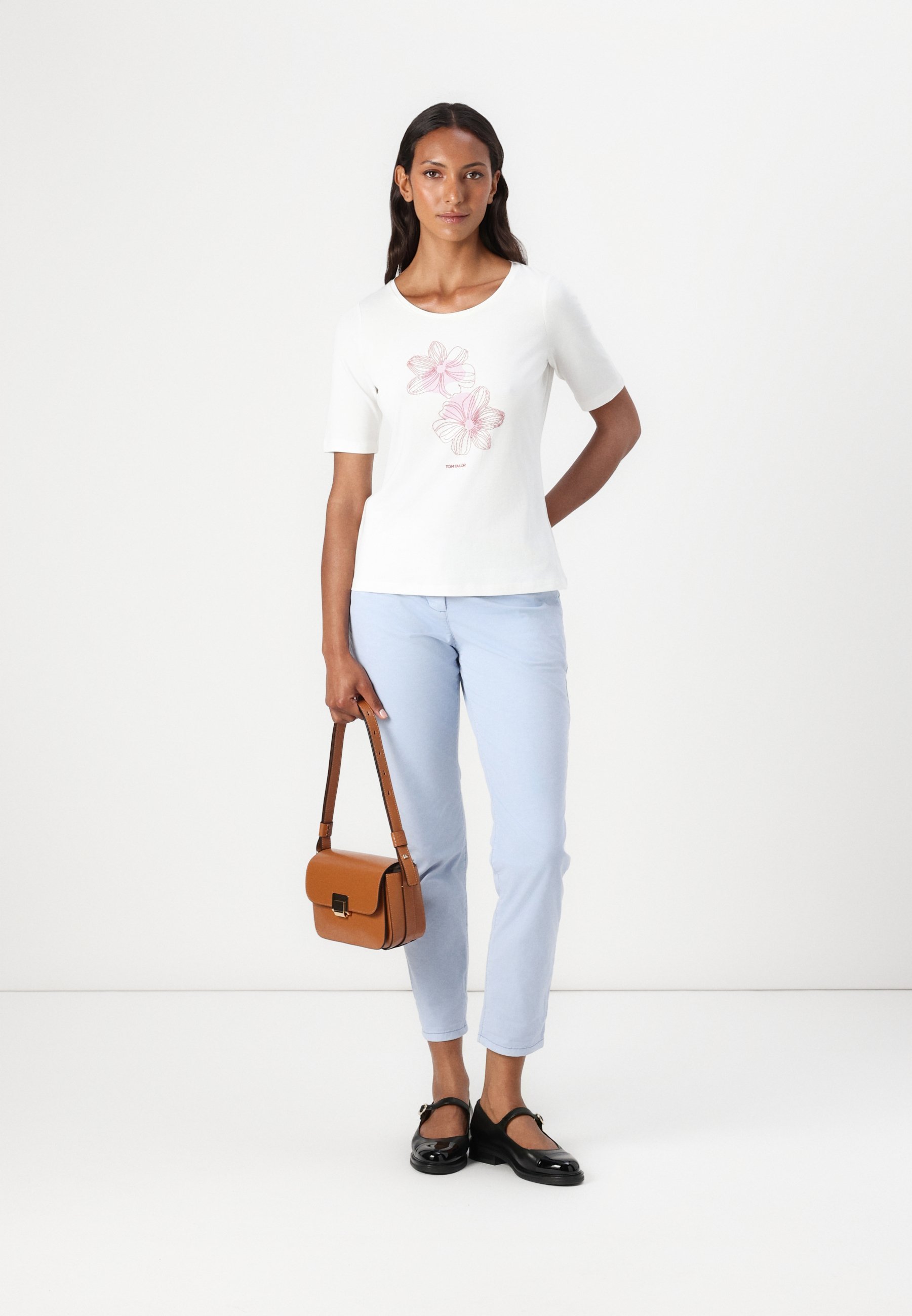 TOM TAILOR BASIC COM ESTAMPA - Camiseta estampada - branco suave