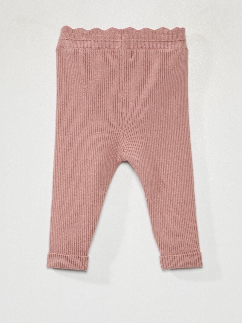 Geribbelde gebreide legging - ROZE