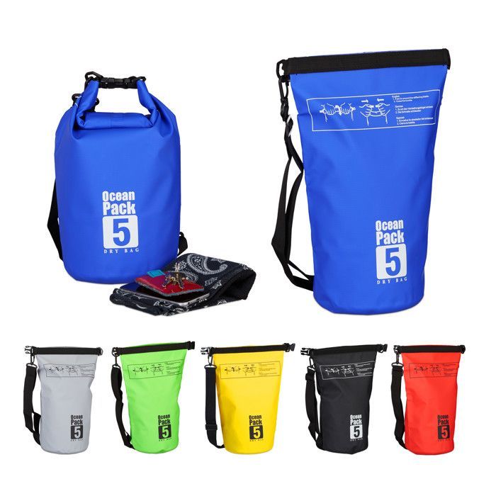 Relaxdays Sac étanche Ocean Pack 5 litres léger compact extérieur ski sport voile snowboard, bleu