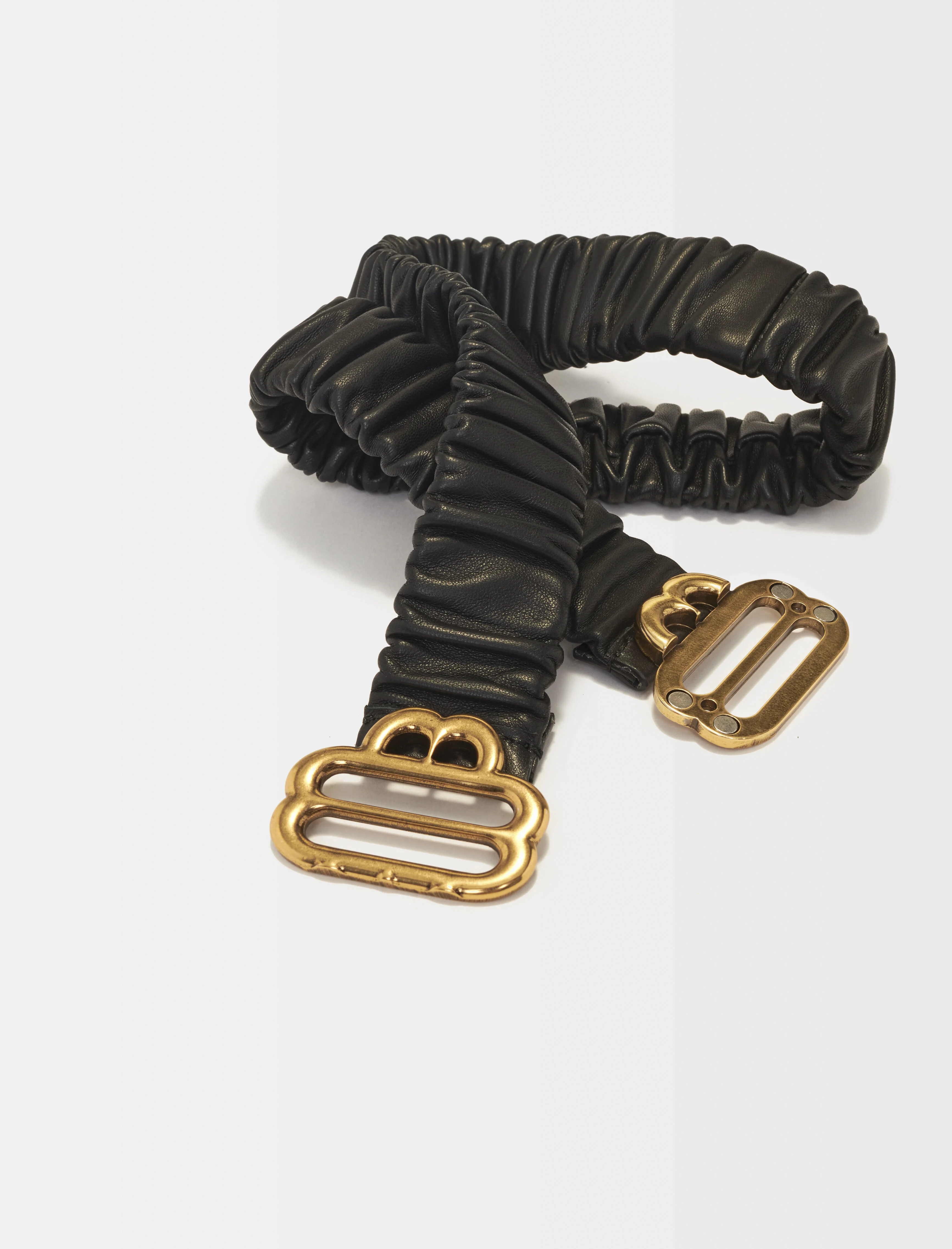 Curea din piele cu logo Clover - Negru