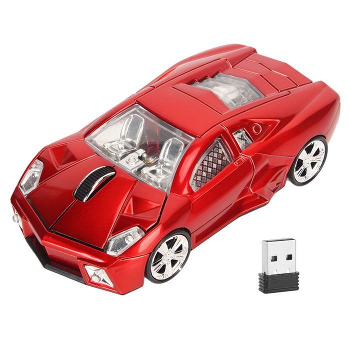 SURENHAP souris de bureau Souris sans fil Style de voiture de sport 2,4 GHz Récepteur USB 1600dpi LED informatique d'ordinateur