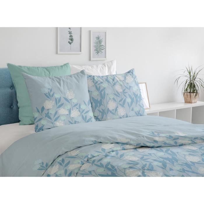 HOME LINGE PASSION Set copripiumino Floral Storm - 3 pezzi - 240 x 260 cm - 100% cotone 57 fili - Blu