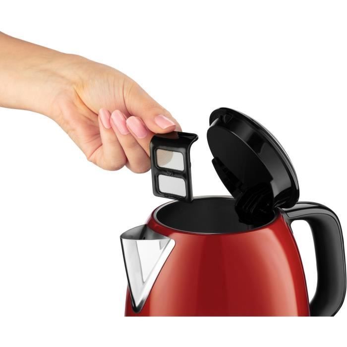 Kompakter roter Wasserkocher – RUSSELL HOBBS 24992-70 – 1 l Fassungsvermögen – Herausnehmbarer Kalkfilter