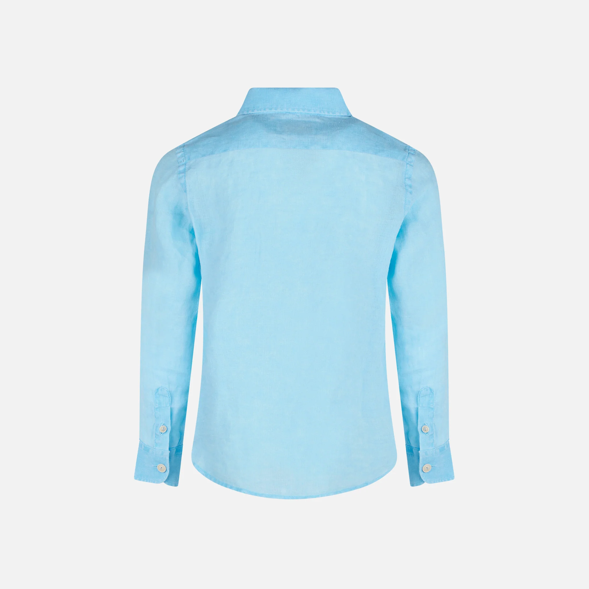 Aqua blauw linnen kinderhemd
