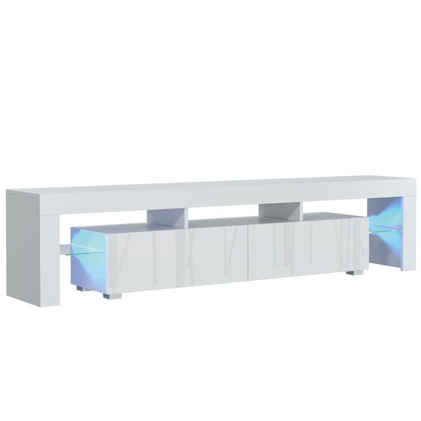 Szafka RTV 200cm ONE FURNITURE - Biały Laminat & Połysk