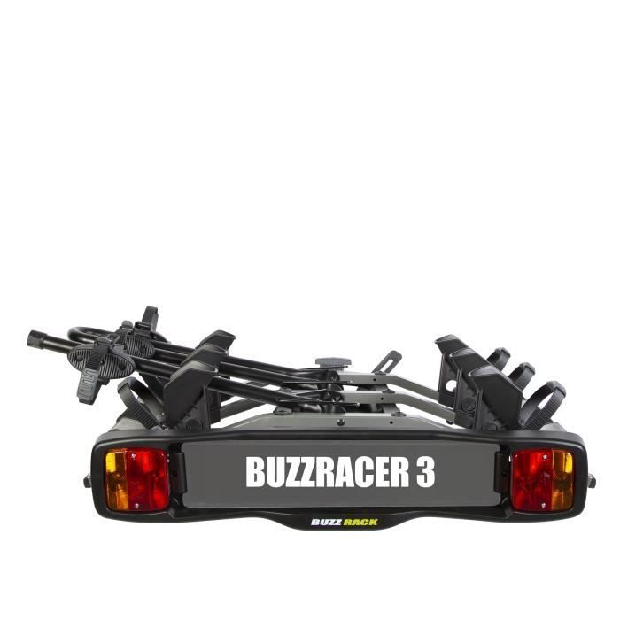 Portabicicletas para enganche de remolque - BUZZRACK - BUZZRACER 3 - 3 bicicletas - Negro - Enganche para bola de remolque