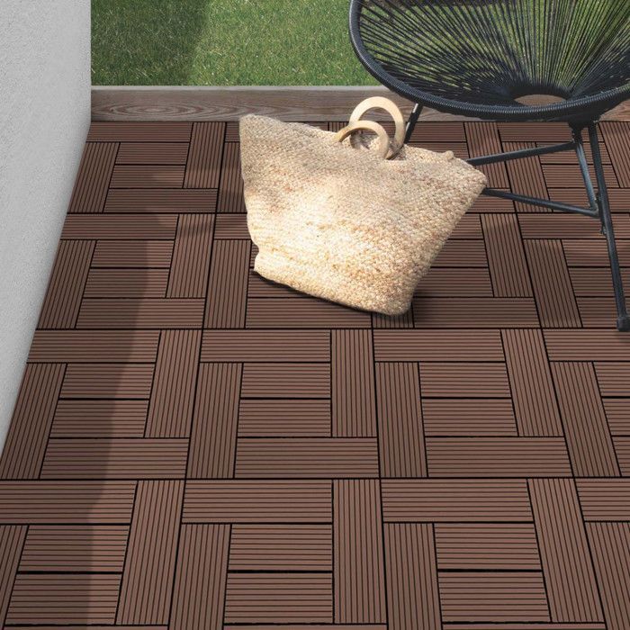 IDMARKET 5 kpl WODHY-ristikkomosaiikkilaattoja, taupe-komposiittipuuta, 30 x 30 cm