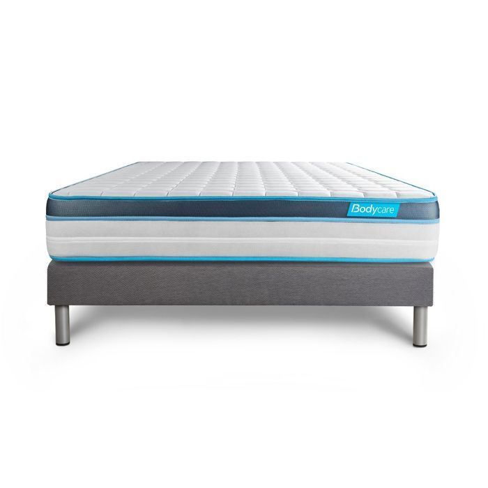Ensemble sommier matelas 140x200 BodyFit Mémoire de forme - Ferme - Gris