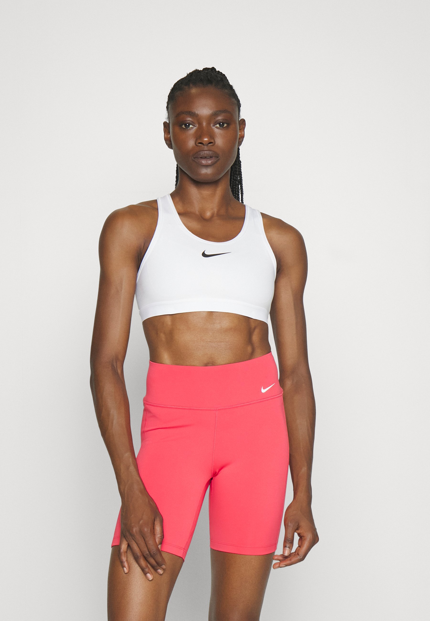 Nike Performance SWOOSH HIGH SUPPORT - High support sports bra - white/black
