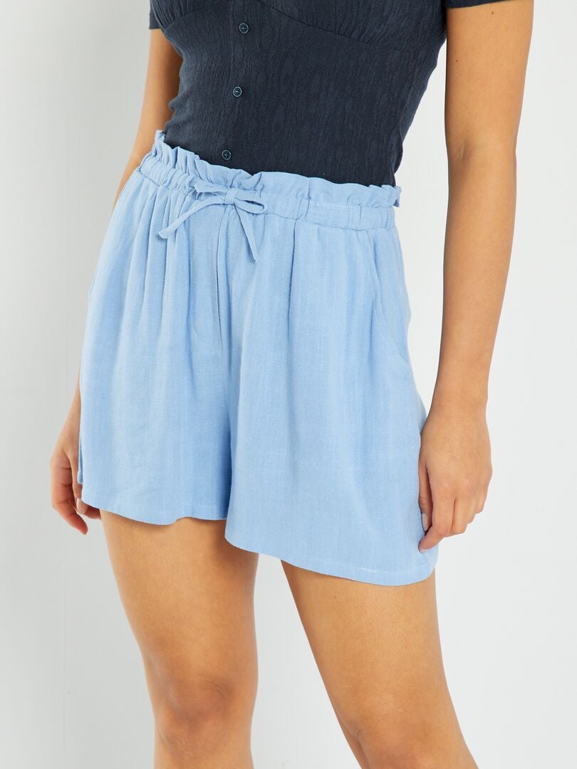Zachte en lichtgewicht shorts met hoge taille - BLAUW