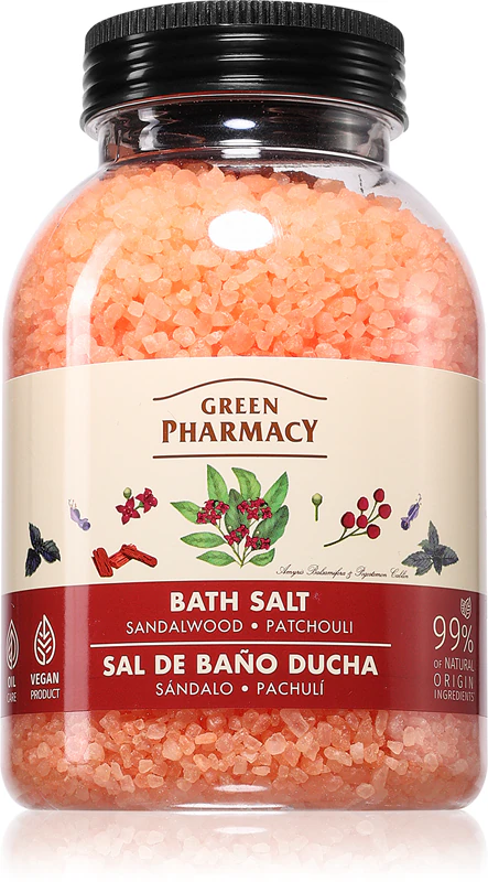 Sais de banho relaxantes de sândalo e patchouli da Green Pharmacy