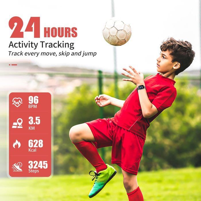 Fitness Tracker Activité Enfants,Ip68 Étanche Smartwatch Avec Montre Pour Enfants,Pour Garçons Et Filles De 6-16 Ans Noir