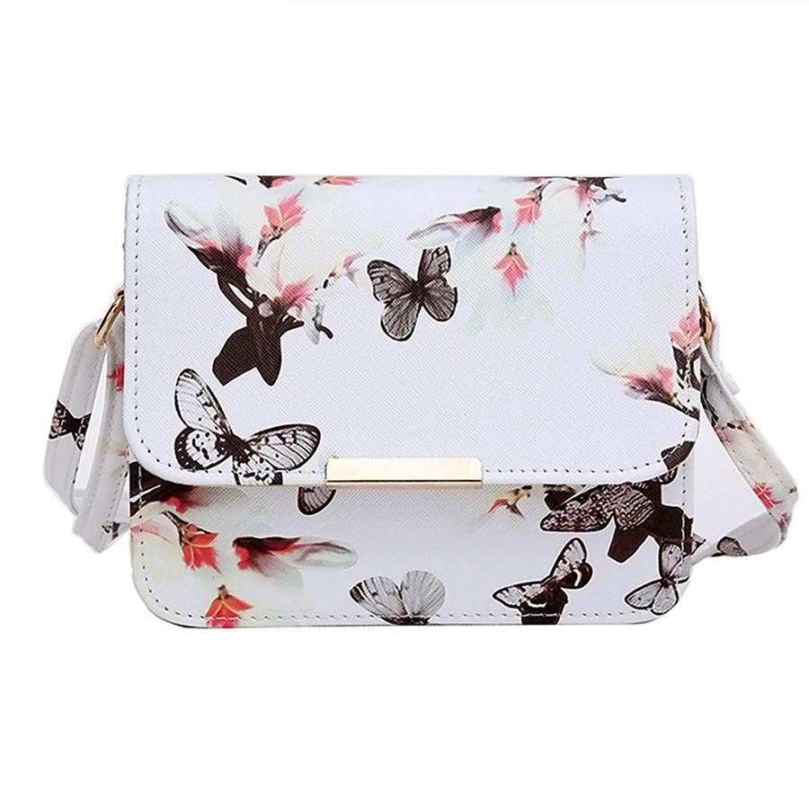 2020 Borse da donna Design Piccola borsa a tracolla da donna Borsa a tracolla in pelle PU con stampa floreale e farfalla Borsa a tracolla retrò da donna