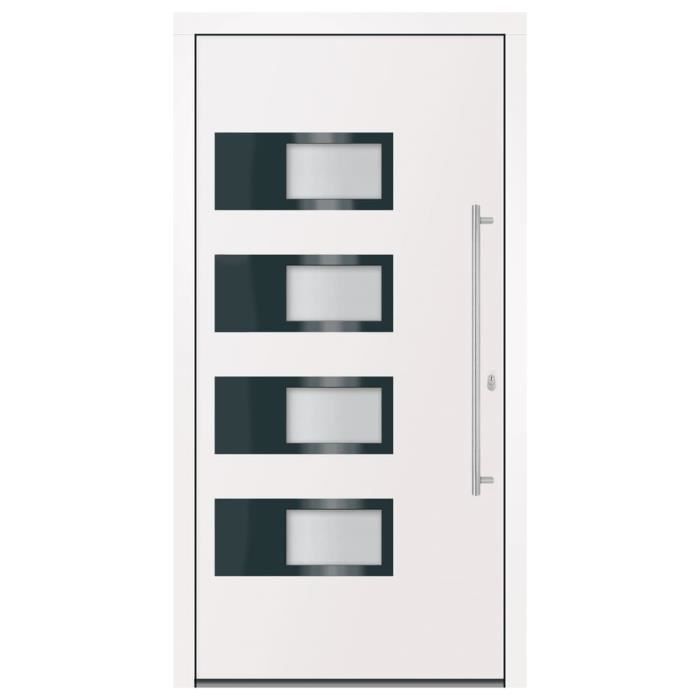 Puerta de entrada vidaXL blanca de 110x210 cm, aluminio y PVC, 3157064