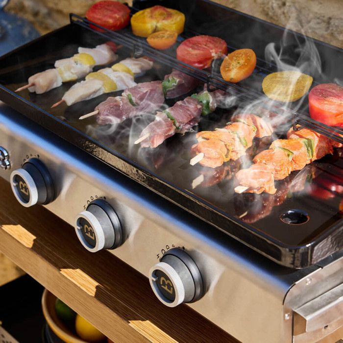 Plancha gaz Silvia IIG Evo 3 feux – BRASERO BY FAVEX - 7,95 kW – plaque fonte émaillée 6 mm – 67 x 34 cm – 8 à 10 convives