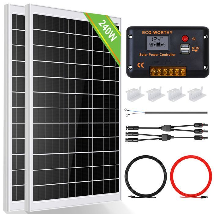 ECO-WORTHY 240W 12V Solar Panel Kit, Photovoltaic Solar Panels for RV, Campervan, Marine, Home
