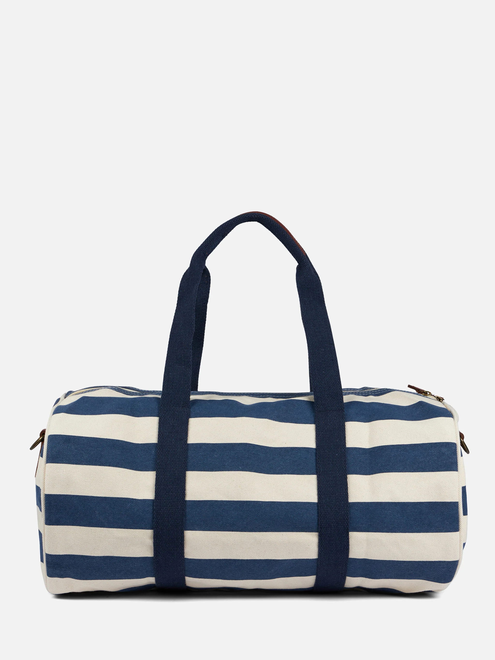Navy Blue and White Stripes Cotton Travel Duffel Bag with Saint Barth Embroidery | 100% Cotton | MC2 Saint Barth