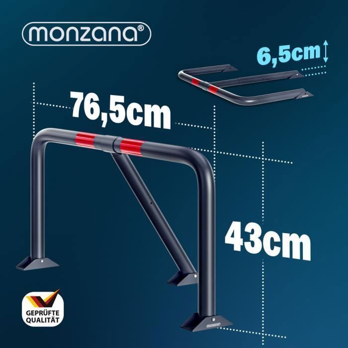 MONZANA® Barriera di parcheggio pieghevole 80x47x44 cm Barriera di parcheggio con lucchetto - Dissuasore di arresto ancorato a terra per auto