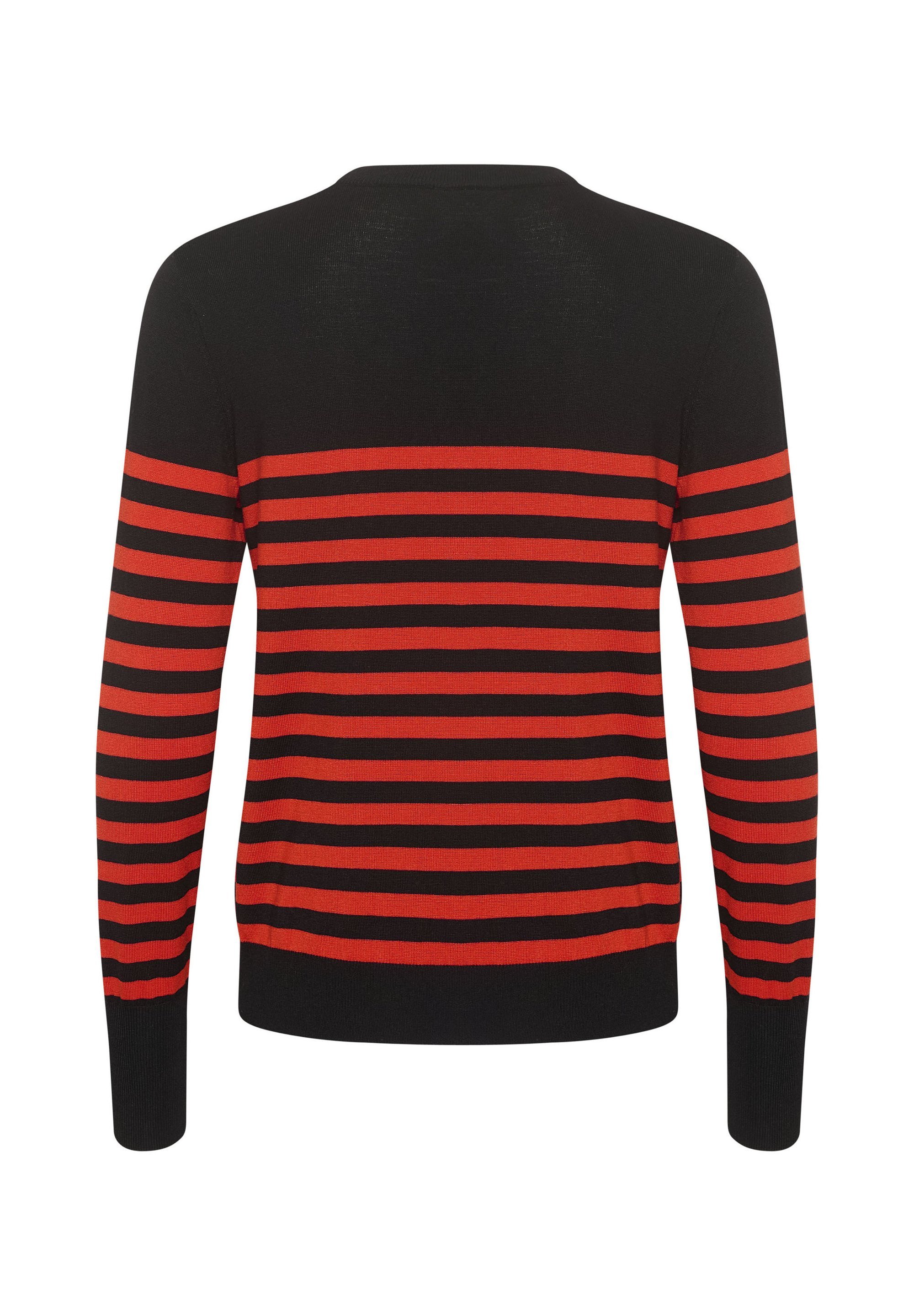 Kaffe Pullover - schwarz-rot gestreift