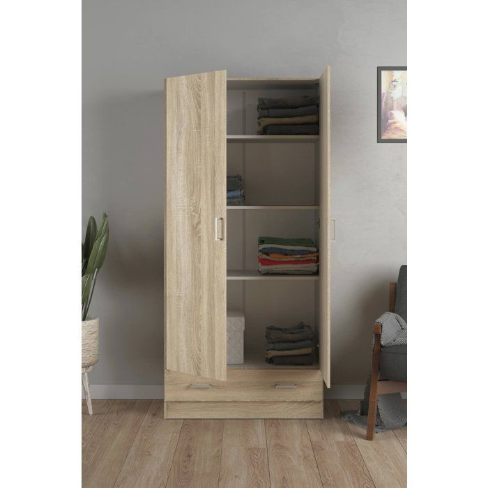 Armário multiuso Amylya Dmora com 2 portas, em madeira de carvalho marrom Nobilité, 79,4 x 170,4 cm