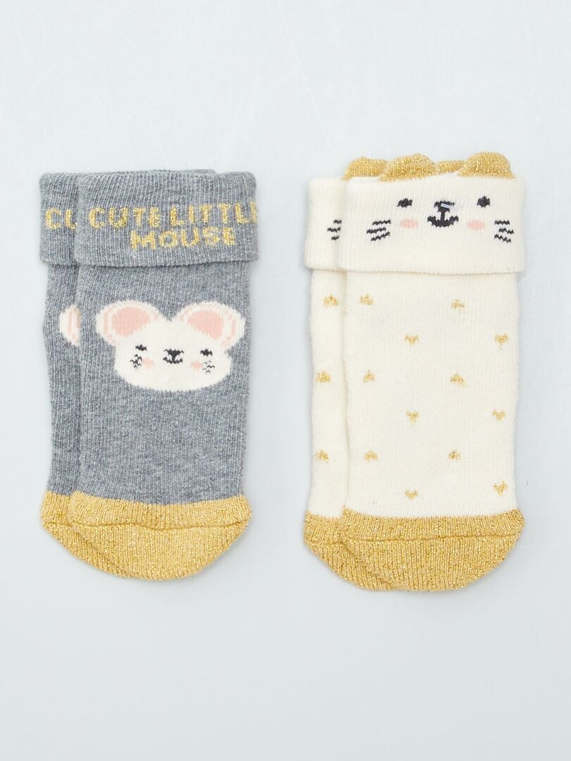 Juego de 2 pares de calcetines - BEIGE