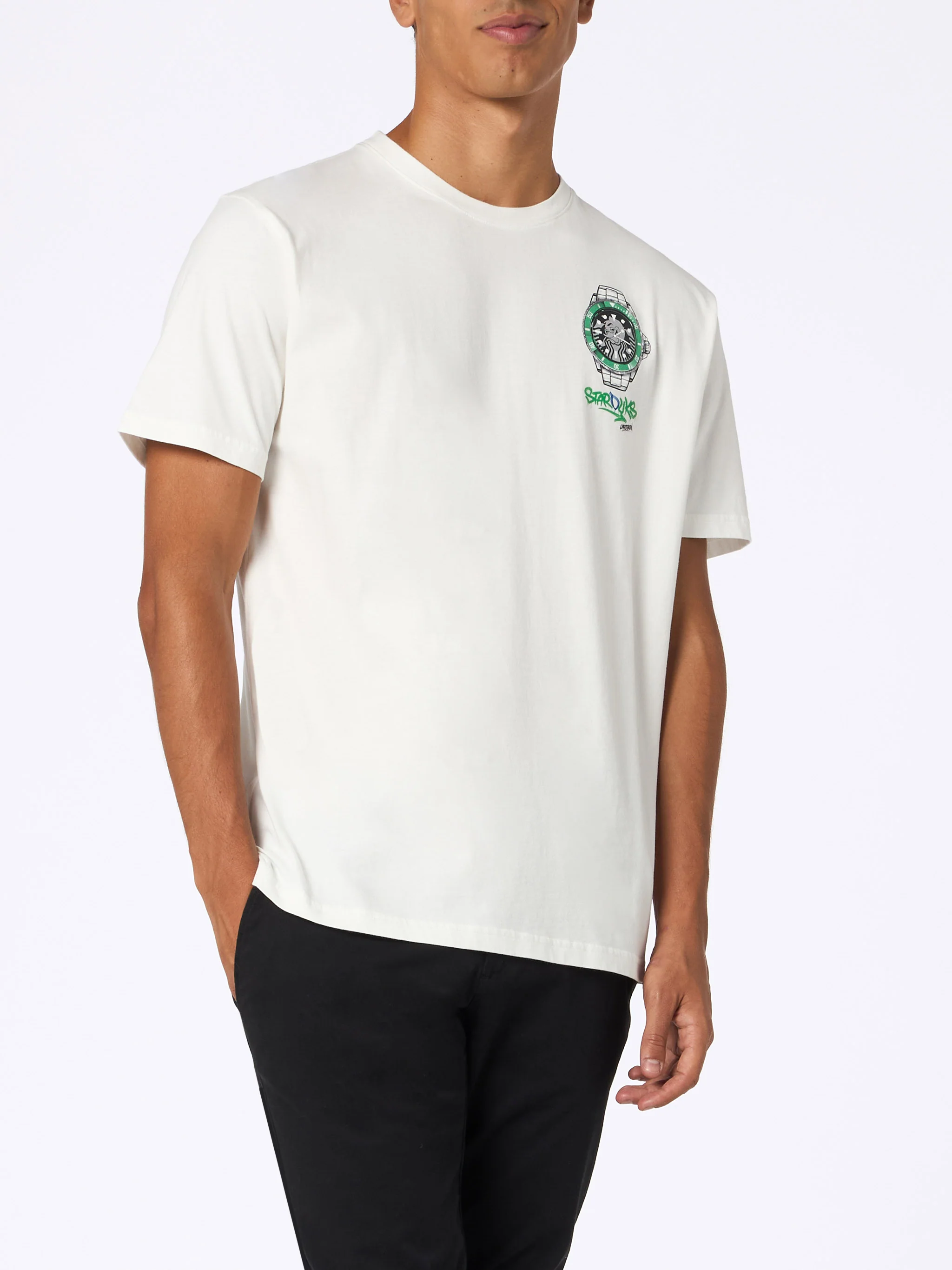 T-shirt da uomo in cotone pesante Arnott con stampa orologio Crypto St