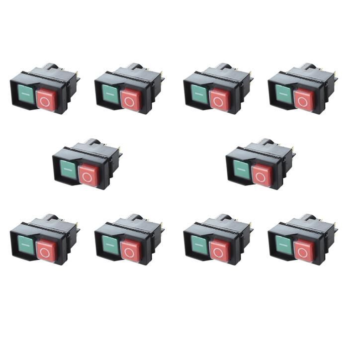 10 interruptores electromagnéticos CK21 para mezcladora de concreto de 240 V, color negro, rojo y verde. 10 interruptores de encendido/apagado.