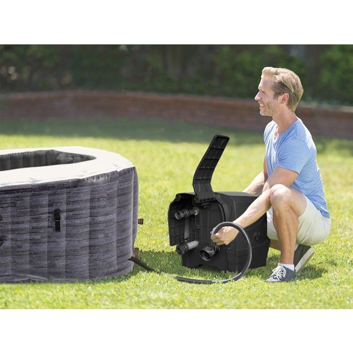 Jacuzzi inflable Intex PureSpa Square Slate con burbujas, capacidad para 6 personas + kit de mantenimiento