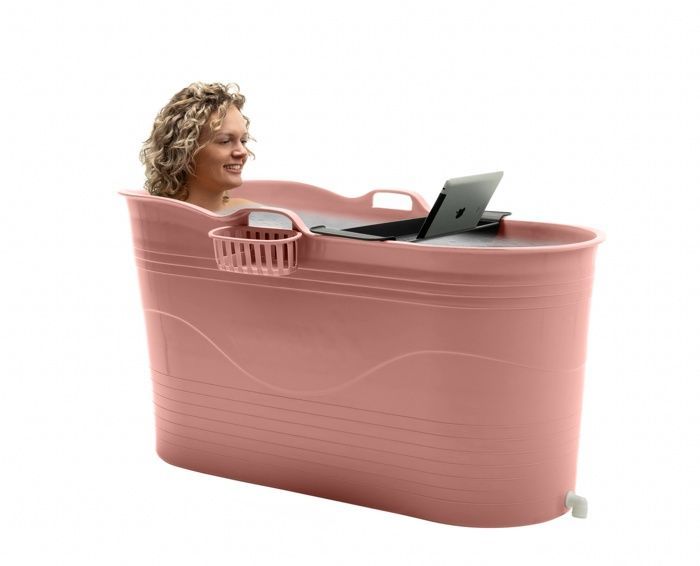 HelloBath® Portable Bathtub - XL Bath Bucket (Comfort) - Terracotta - 122 cm - Adult Seated Bath - Ice Bath - 3M Hose