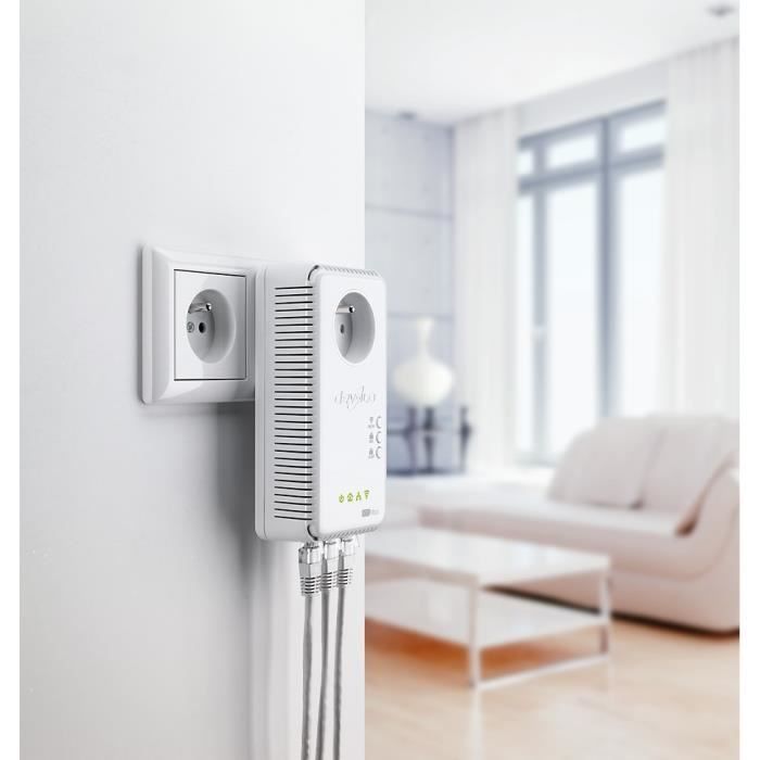 DEVOLO Kit 1 CPL Wi-Fi 500 Mbit/s + 1 CPL Filaire 500 Mbit/s 3 ports Fast Ethernet + Prise Intégrée - Kit de démarrage
