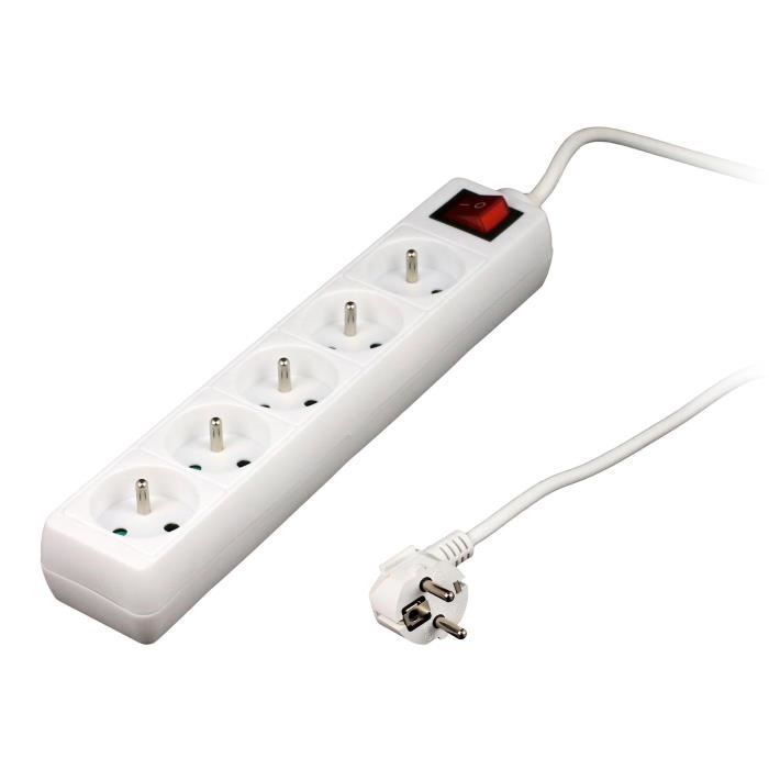 Bloque de 5 enchufes 2p+e 16a + interior blanco