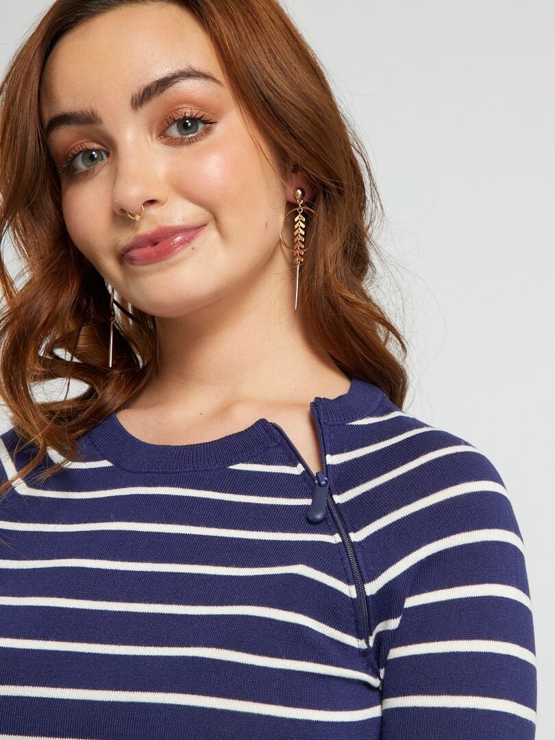 Sweter z cienkiej dzianiny - So Easy - NIEBIESKI