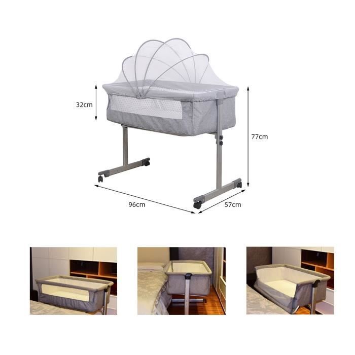 Cuna colecho y moisés con ruedas con mosquitera para bebés de 0 a 36 meses.