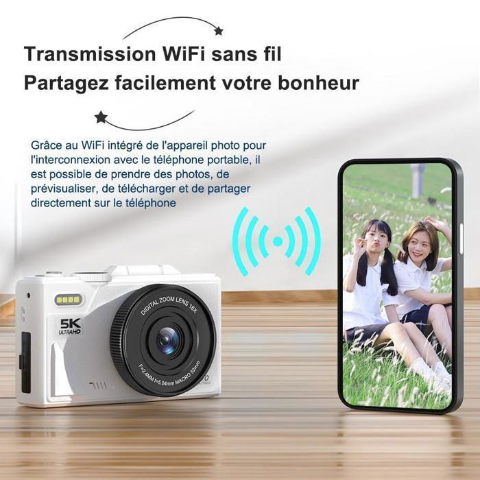 Appareil Photo Numérique 5K 75MP - Écran HD 3