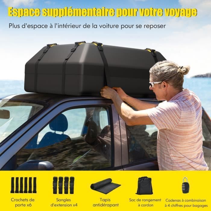 Bolsa impermeable para techo de coche - COSTWAY - 400L - 12 correas - Sistema de cierre - Alfombrilla antideslizante