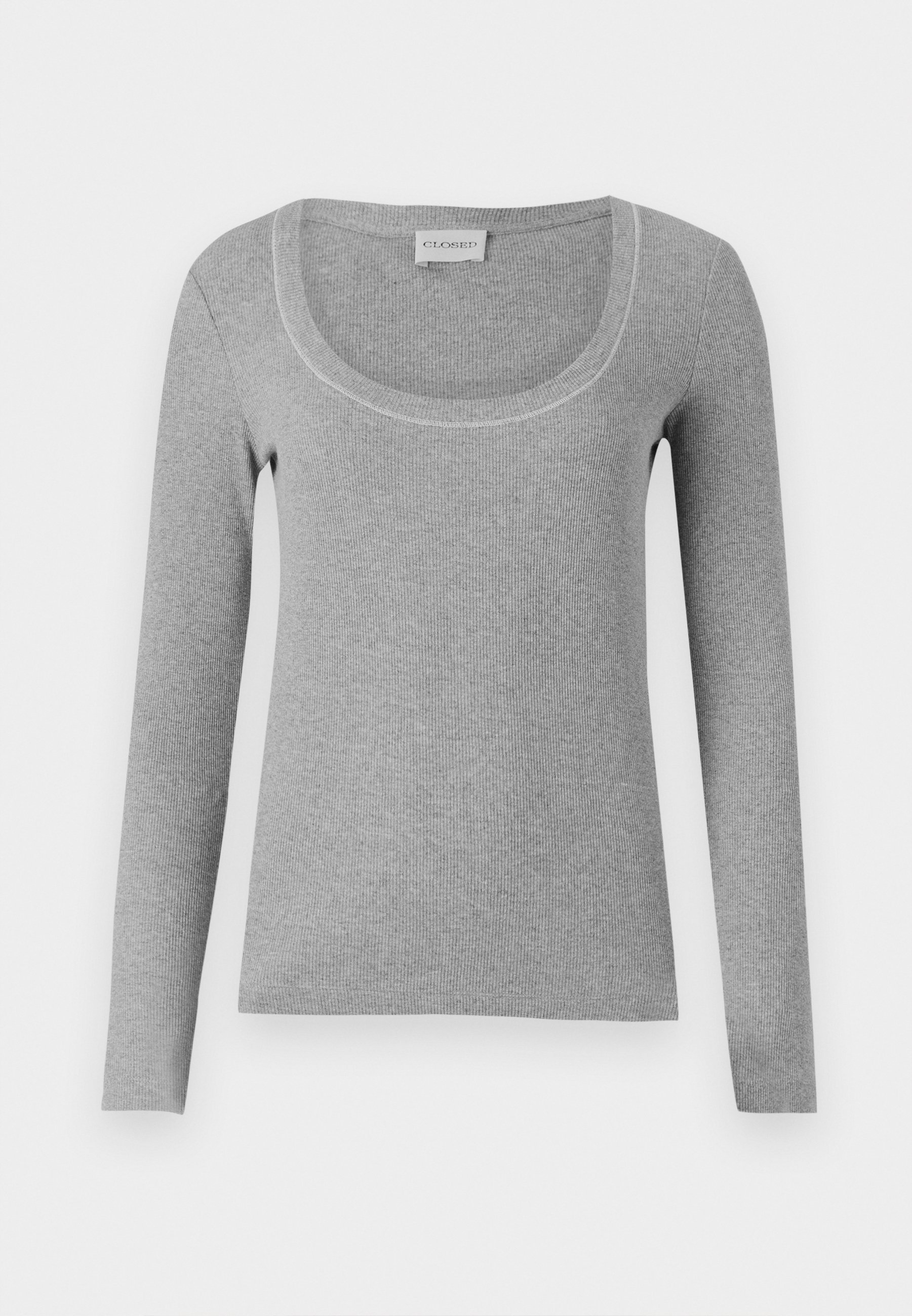 Blusa de manga comprida com fechamento plano - cinza claro