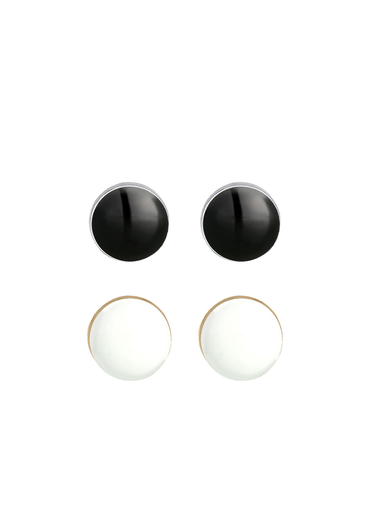 Elli Set Clous d'Oreille Collier avec Émail Femme - (925/1000) Argent Plaqué Or