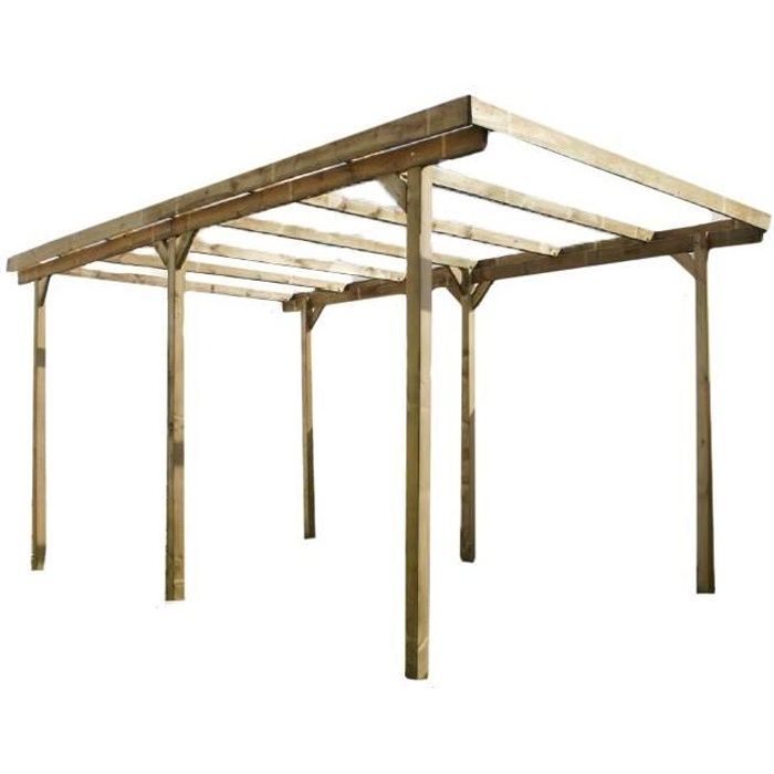 Cochera de madera maciza Delahaye - CHALET & JARDIN - Rectangular - Tratamiento en autoclave Clase III - 305x500x253 cm