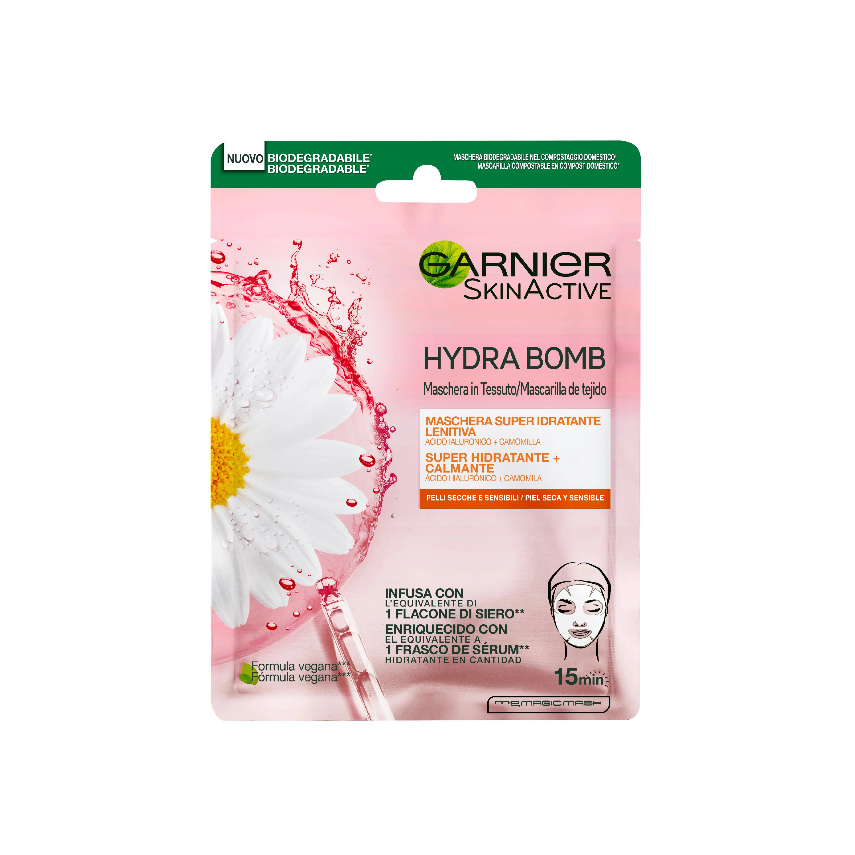 Skin Active Maschera in Tessuto Hydra Bomb Idratante Lenitiva - Maschera Lenitiva viso