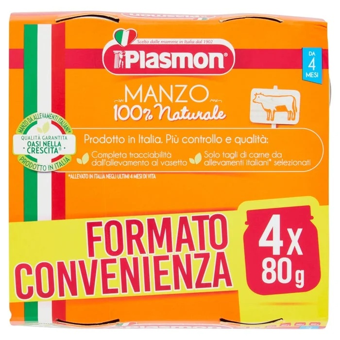PLASMON Plasmon gehomogeniseerd rundvlees 4 x 80 g babyvoeding