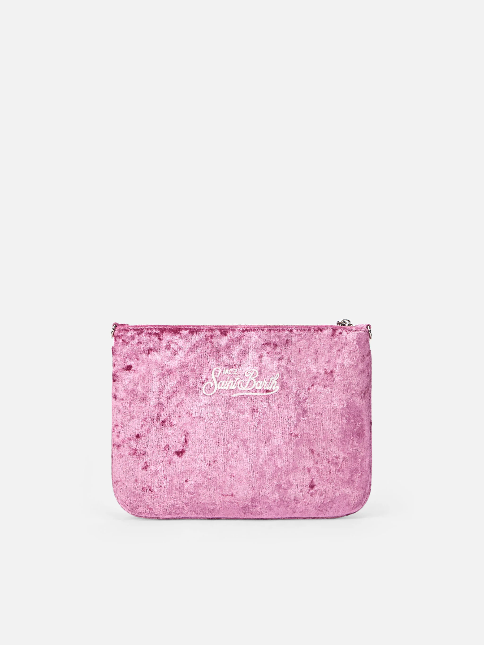 Parisienne-etui van lila chenille met ketting