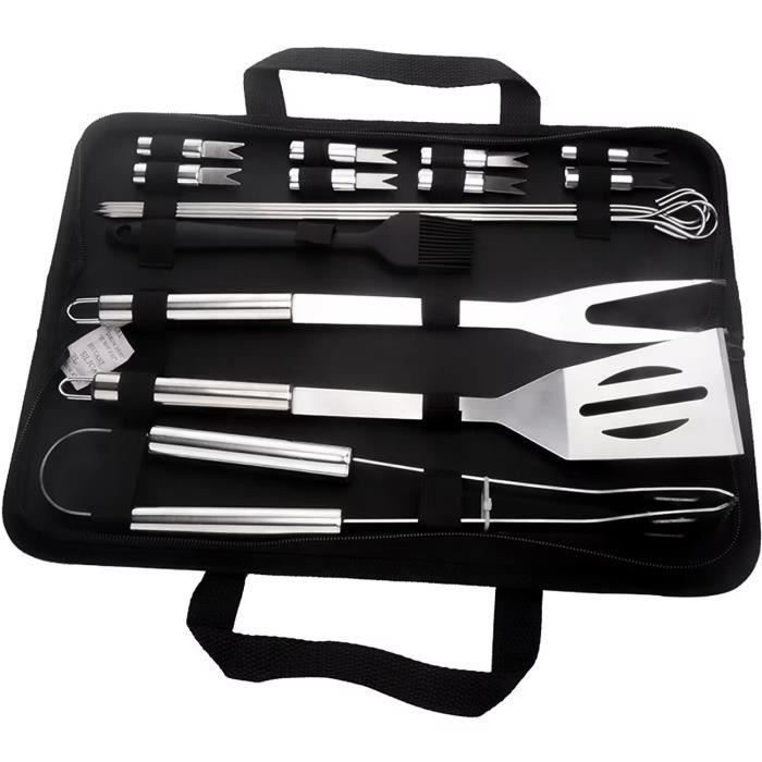 Accesorios para barbacoa - ZGEER - Kit de 16 piezas de acero inoxidable - Portátil y fácil de guardar