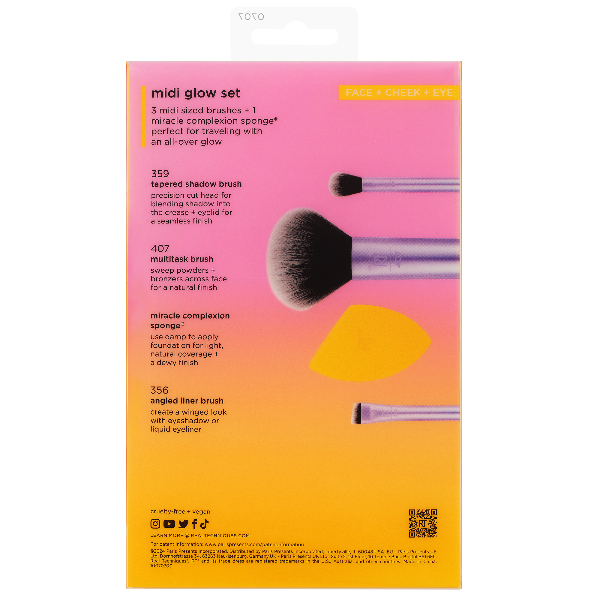 „Night Brights Midi Glow“ kempinėlių šepetėlių rinkinys Makiažo šepetėlių rinkiniai