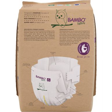 Bambo Nature Boys & Girls 0% Parfymförpackning med miljövänliga babyblöjor storlek 6 16 kg 120 enheter